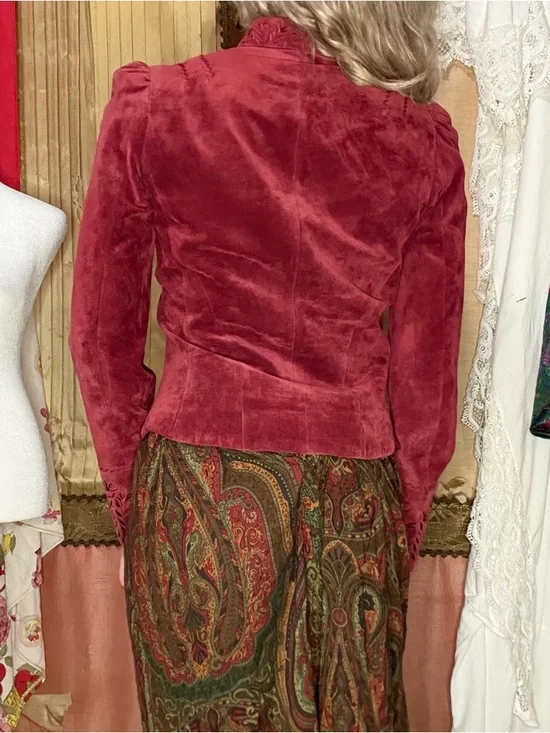 Vintage 90’s Women's Leather Jacket - Burgundy - Picture 8 of 8